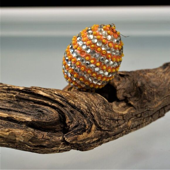 Christmas Ornament Sequined Jeweled Egg Shapped Vintage Tree Decoration - Picture 2 of 7